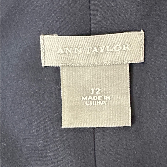 Ann Taylor Women Silk Navy White Stripe Chiffon Dress Size 12 - Picture 7 of 8